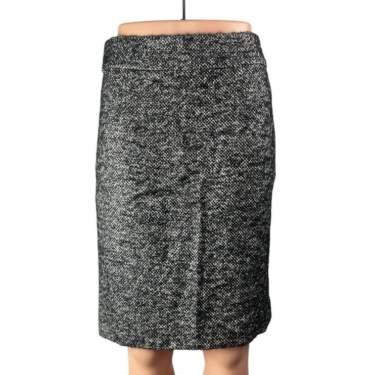 J.Crew Women Gray Wool Zip High Waisted Tweed Straight Pencil Mini Skirt Size 0