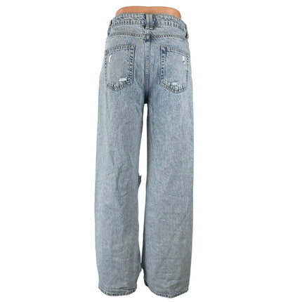 Zara Distressed Destroyed High Rise Baggy Palazzo Wide Leg Denim Jeans Pants 2
