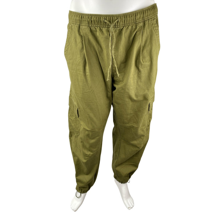 Old Navy Green Drawstring Barrel Carrot Wide Leg Cargo Joggers Trousers Pants XL