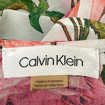 Calvin Klein Multicolor Sleeveless Floral V-neck Faux Wrap Hi-Low Maxi Dress M