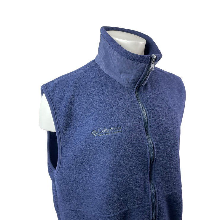 Columbia Men's Navy Blue Fleece Sleeveless Stand Collar Full Zip Vest Jacket XL
