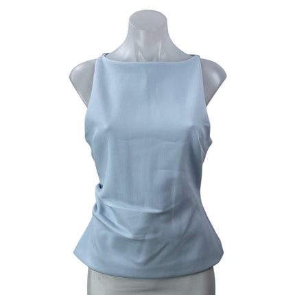 NEW Aritzia Babaton Blue Sleeveless Boat Neck Zip Tank Peplum Blouse Top Size M