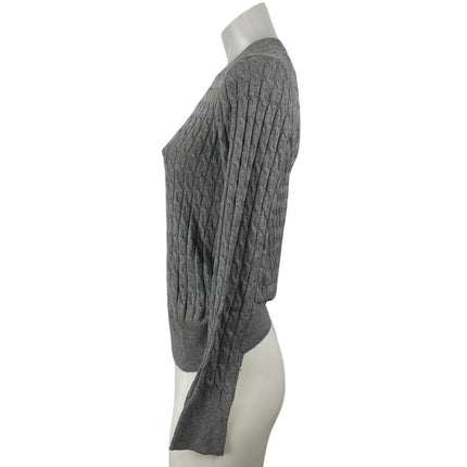 Zara Women's Gray Cable Knit Crew Neck Long Sleeve Slim Sweatshirt Sweater Top S