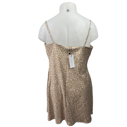 NEW Dynamite Brown Silk Satin Sleeveless Cowl Neck Mini Tank Robe Slip Dress XL