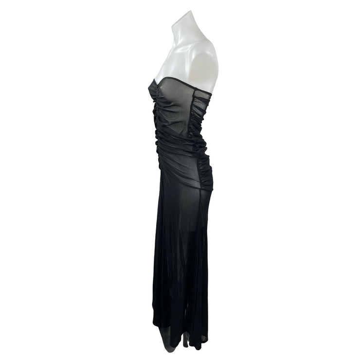 PrettyLittleThing x Naomi Campbell Black Bandeau Ruched Strapless Blouse Top 4