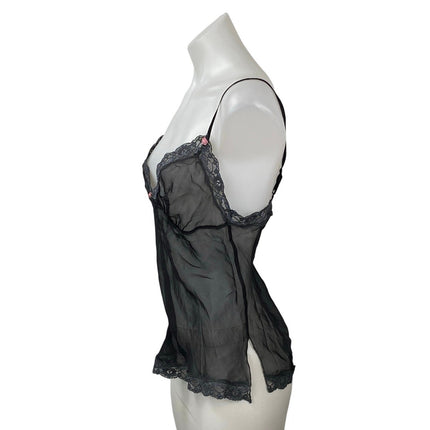 Skims Women's Black Lace Mesh Sheer Sleeveless Cami Camisole Slip Tank Top Sz M