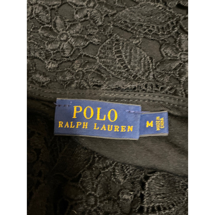 Polo Ralph Lauren Black Floral Lace Sleeveless Cami Camisole Midi A-Line Dress M