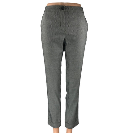 Mango Women's Gray Chevron High Rise Straight Leg Trousers Dress Pants Size 4