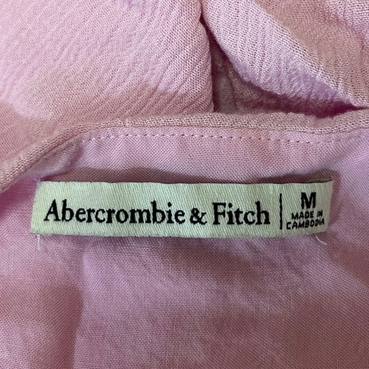 Abercrombie & Fitch Pink Twist Front V-Neck Flutter Sleeve Crop Top Blouse Sz M