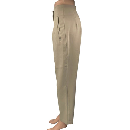 Zara Women's Beige Tan High Waisted Pleated Straight Trouser Dress Pants Size M