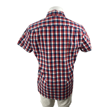 J.Crew Flex Washed Men's Red Gingham Check Short Sleeve Button Up Shirt Top L