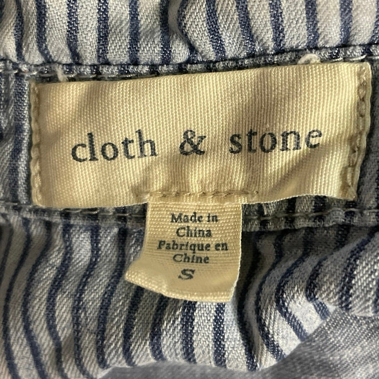 Cloth & Stone Blue Long Sleeve Denim Striped Button Front Jumpsuit Romper Size S