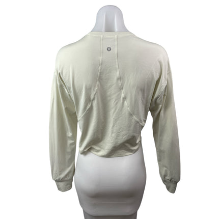 Lululemon Women's Cream Long Sleeve Crew Neck Boxy Athletic Sweatshirt Top Sz 6