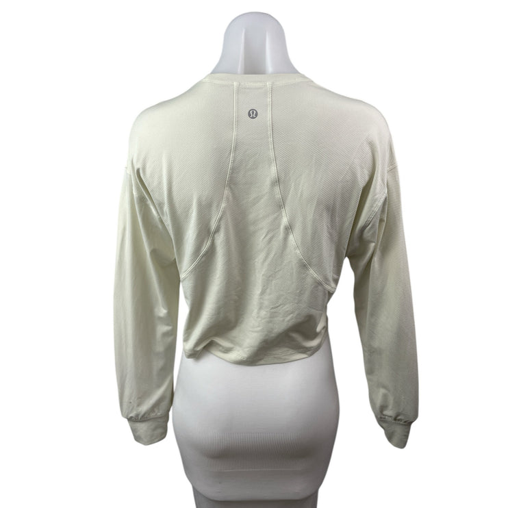Lululemon Women's Cream Long Sleeve Crew Neck Boxy Athletic Sweatshirt Top Sz 6