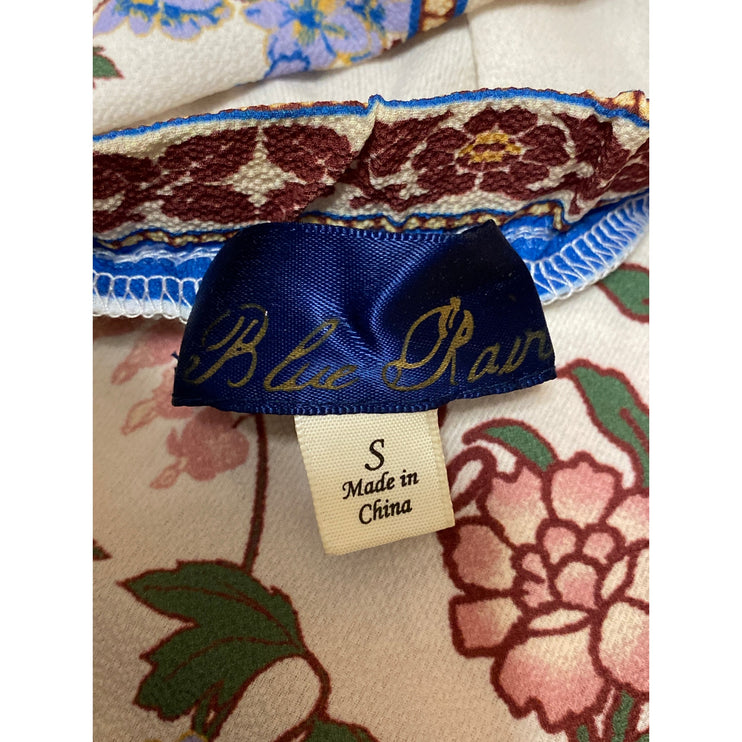 Francesca's Blue Rain Floral Off Shoulder Short Sleeve Peasant Blouse Top Size S