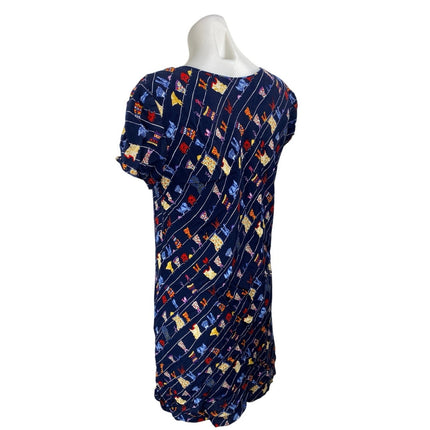 VTG Jessica Howard Blue Hanging Clothes Print Short Sleeve T Shirt Mini Dress M
