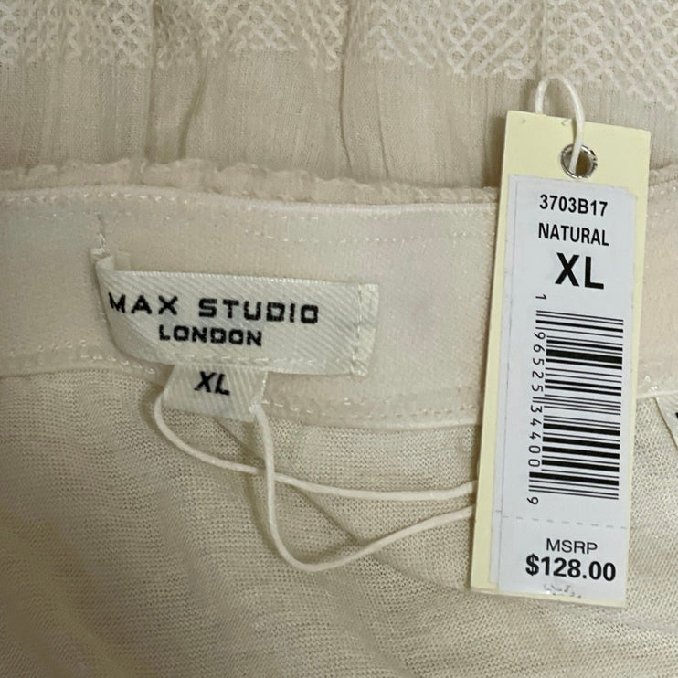 NEW Max Studio London Women's White High Waisted Maxi Tiered A-Line Skirt Sz XL