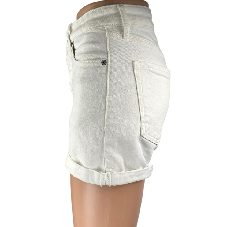 Old Navy High Rise OG Straight Women's White Cuffed Denim Jean Shorts Size 0