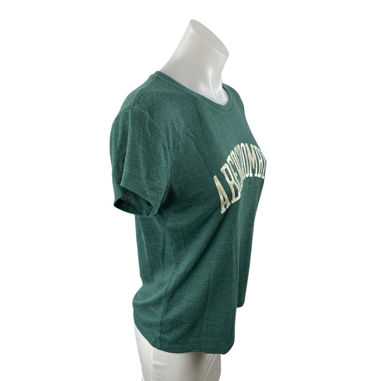 Abercrombie & Fitch Green Logo Crew Neck Short Sleeve Basic Tee T-Shirt Top Sz S