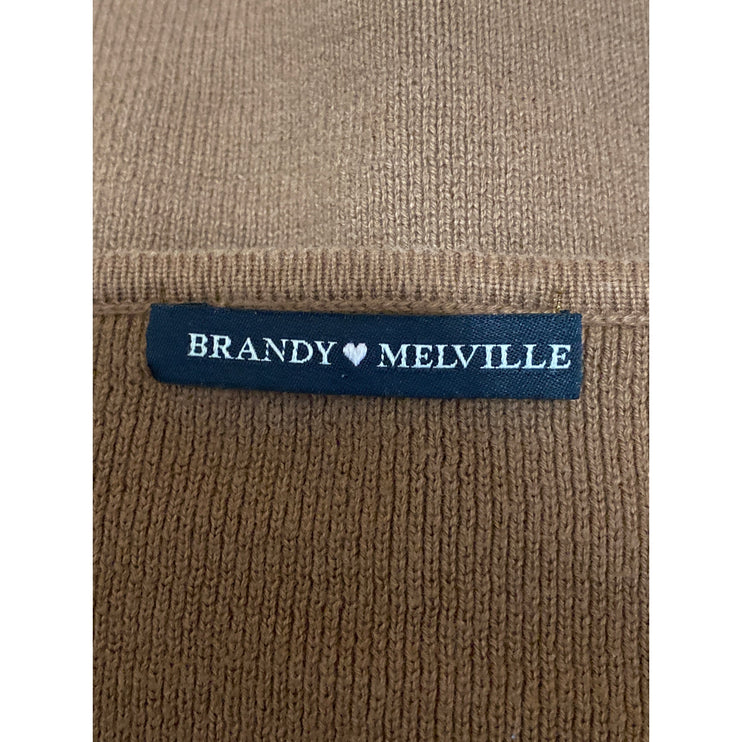 Brandy Melville Women's Brown Ribbed Knit Button Up Crop Cardigan Sweater Size S