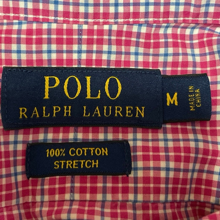 Polo Ralph Lauren Men's Red Check Plaid Long Sleeve Button Down Shirt Top Size M