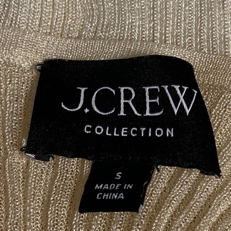 J.Crew Women's Cream Ribbed Knit Semi Sheer Scoop Neck Cami Tank Top Size S