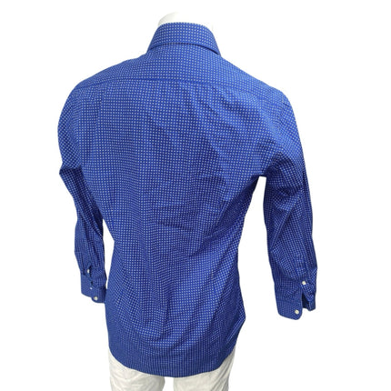 Stellante Men's Blue Printed Long Sleeve Collar Button Down Slim Shirt Top Sz 16