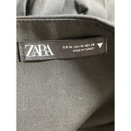 Zara Black Belted Pleated High Rise Mini Skater Flare A-Line Skort Skirt Size M