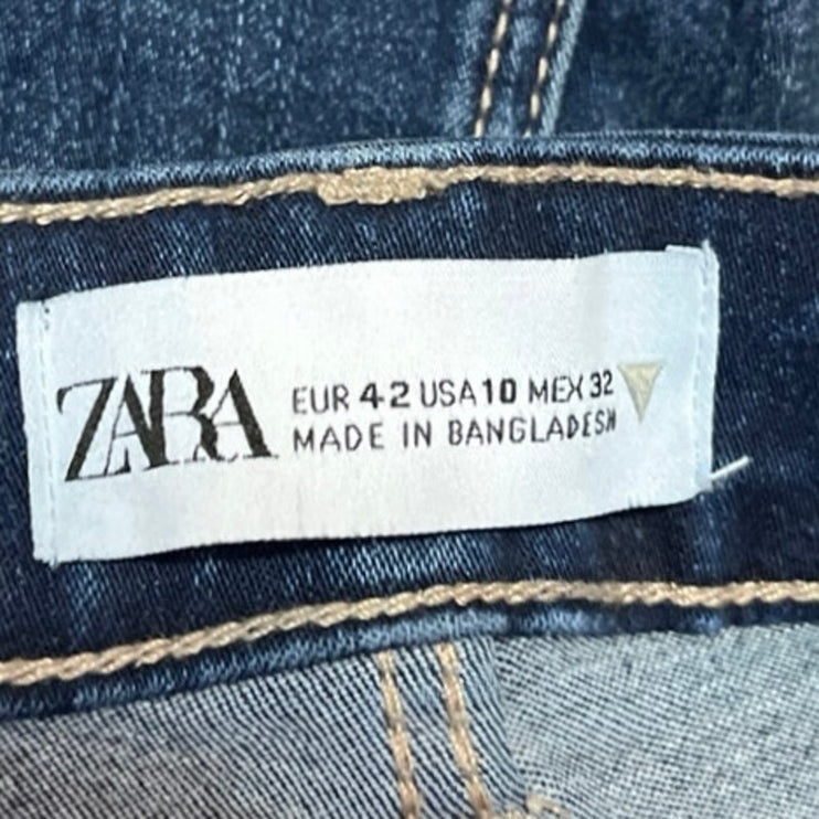 Zara Women's Blue Medium Wash High Rise Stretch Skinny Denim Jeans Size 10