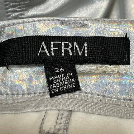 AFRM Women's Silver Metallic High Rise Bloomer Wide Leg Baggy Cargo Pants 26