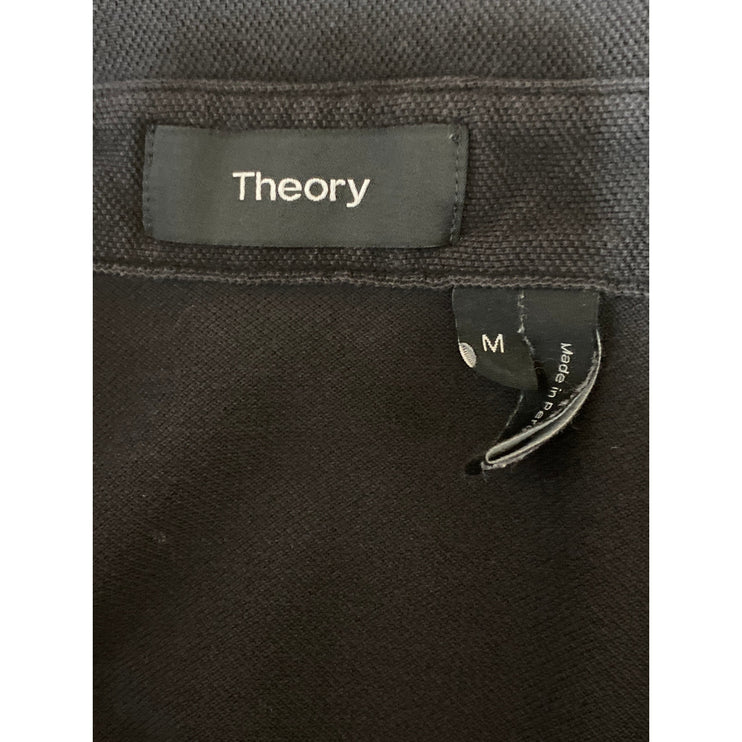 Theory Bron B Air Pique Mens Black Short Sleeve Collared Golf Polo Shirt Top M