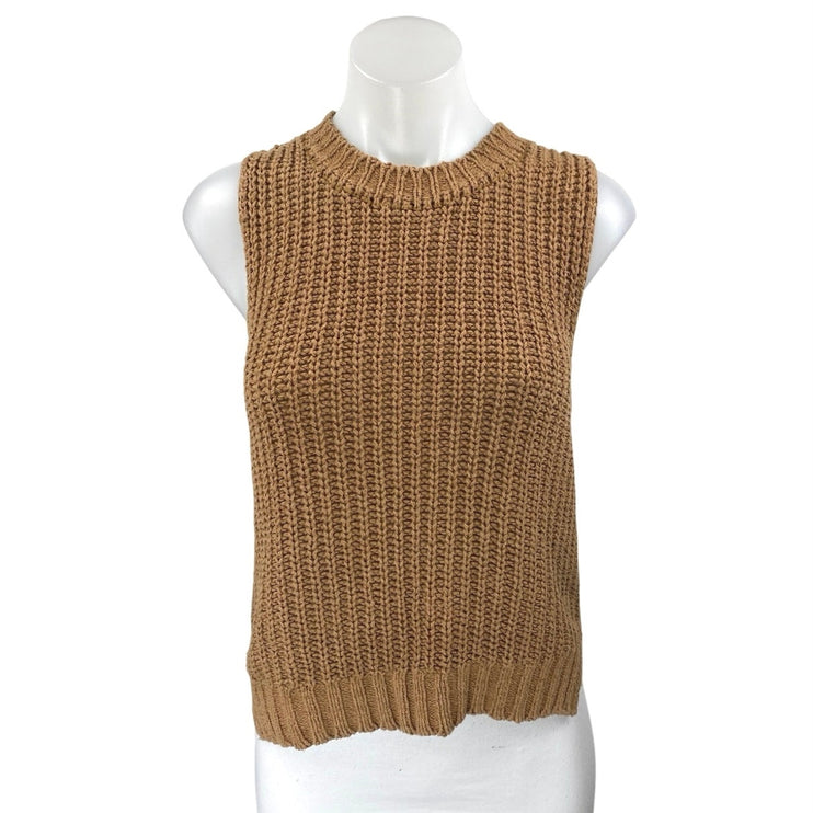 Abercrombie & Fitch Brown Sleeveless Ribbed Knit Crew Sweater Vest Top Size XS
