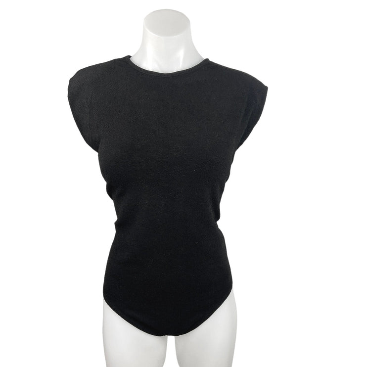 Danielle Bernstein By Weworewhat Black Crew Neck One Piece Bodysuit Top Size M