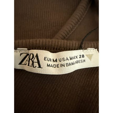 Zara Brown Sleeveless Ribbed Knit Cutout Back Cami Camisole Tank Top Size M