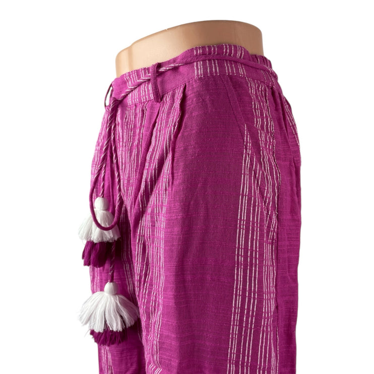Anthropologie Ollari Womens Pink Stripe High Rise Loose Tapered Trousers Pants S