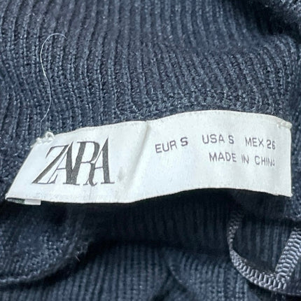 Zara Womens Navy Blue Long Sleeves Ribbed Knit Turtleneck Pullover Sweater Top S
