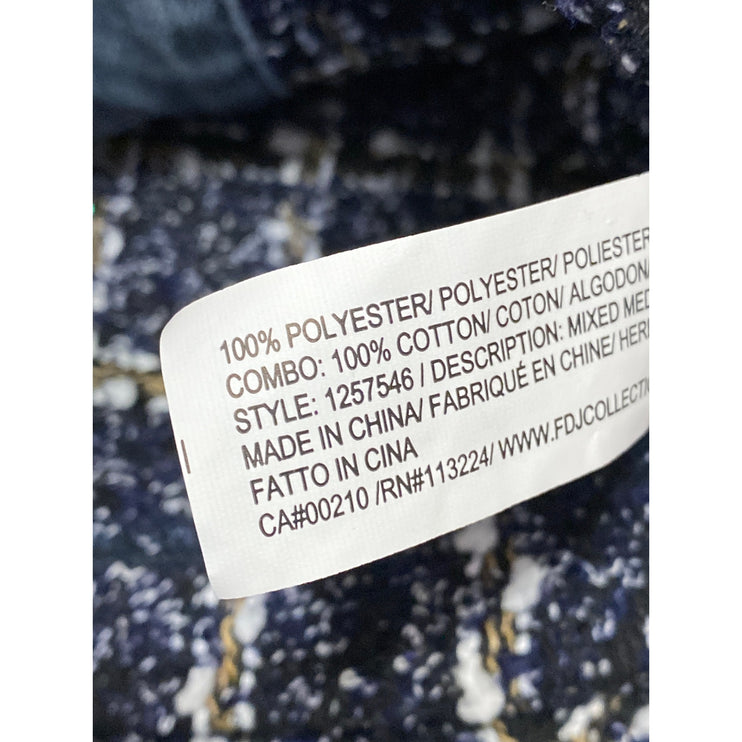 NEW FDJ Isla Indigo Denim Tweed Mixed Media Plaid Cardigan Blazer Coat Jacket M