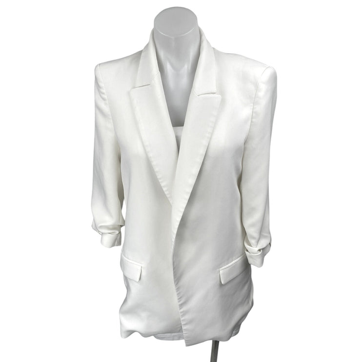 Zara Women's White Long Sleeve Peak Lapel Open Blazer Suit Coat Jacket Size S
