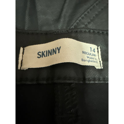 Marks & Spencer Black Coated Faux Leather High Waist Skinny Trousers Pants Sz 14
