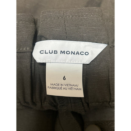 Club Monaco Women's Green Linen Belted High Rise Paperbag Mini Shorts Size 6