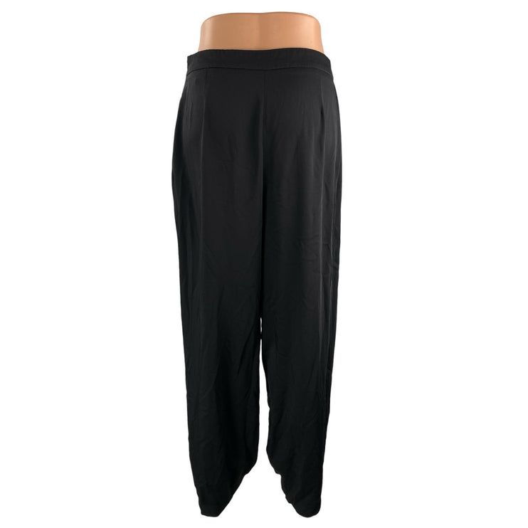 Zara Women's Black High Waisted Pleated Wide Leg Baggy Trousers Pants Size M