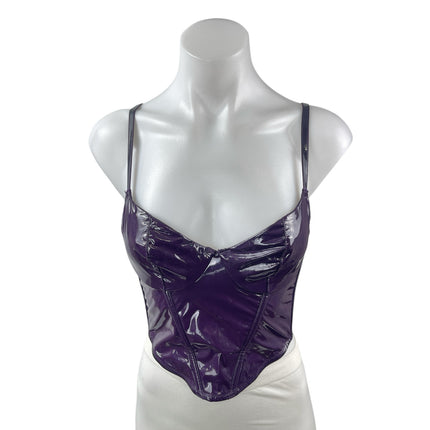 Savage x Fenty Purple Latex Bustier Corset Adjustable Sleeveless Crop Top Size S
