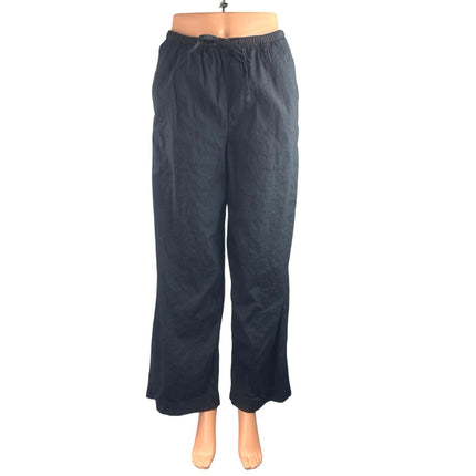 Athleta Women's Black Linen High Rise Lounge Wide Leg Palazzo Trousers Pants XXS