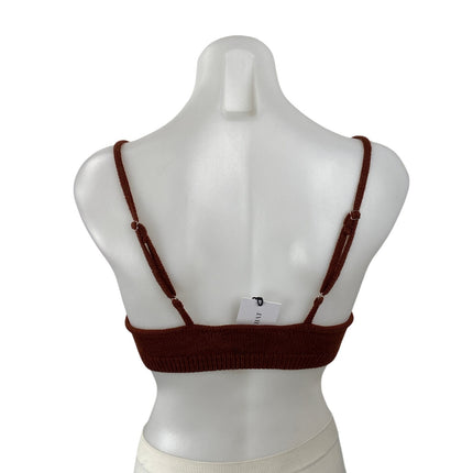 NEW WeWoreWhat Chestnut Brown Sleeveless Knit Sweater Brami Bra Top Size S