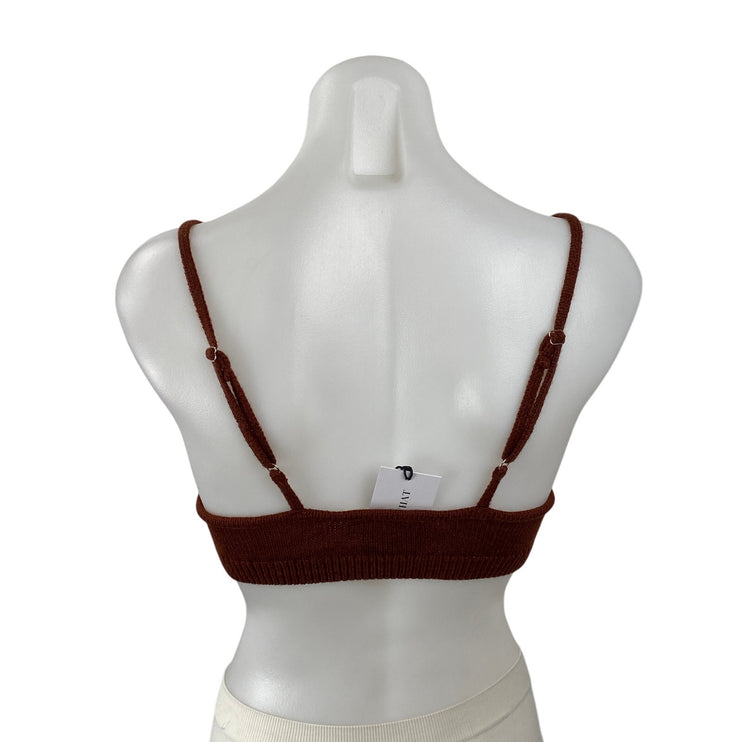 NEW WeWoreWhat Chestnut Brown Sleeveless Knit Sweater Brami Bra Top Size S