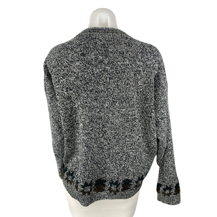 Michael Gerald Womens Gray Geometric Crewneck Long Sleeve Knit Sweater Top Sz L