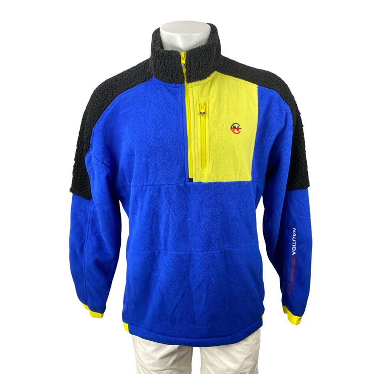 Nautica Competition Sustainably Crafted 1/4 Zip Blue Fleece Sweater Jacket Sz L
