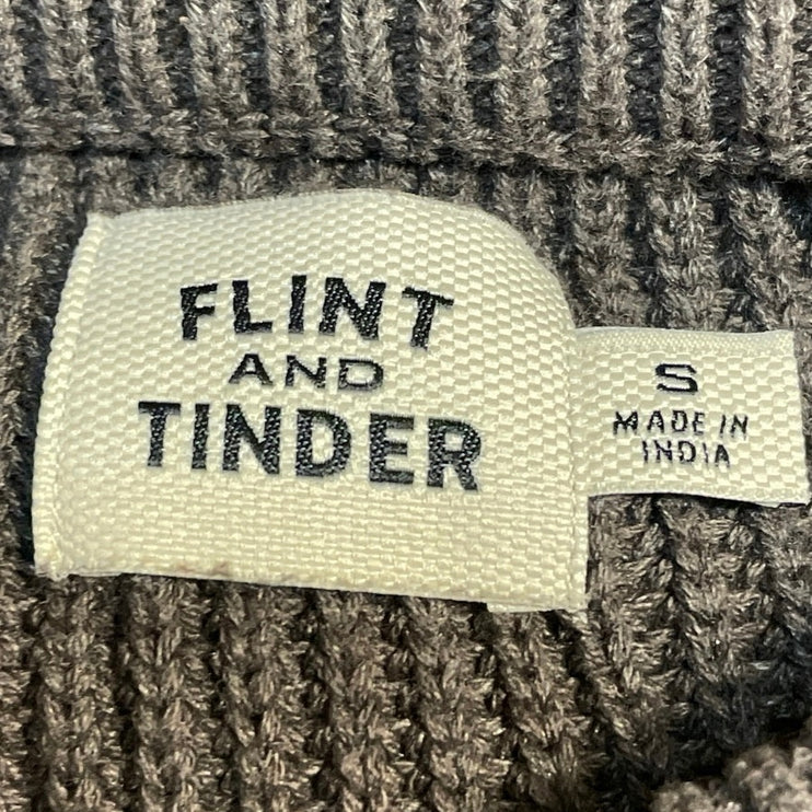 Flint and Tinder Mens Brown Ribbed Knit Long Sleeve Crew Neck Sweater Top Size S