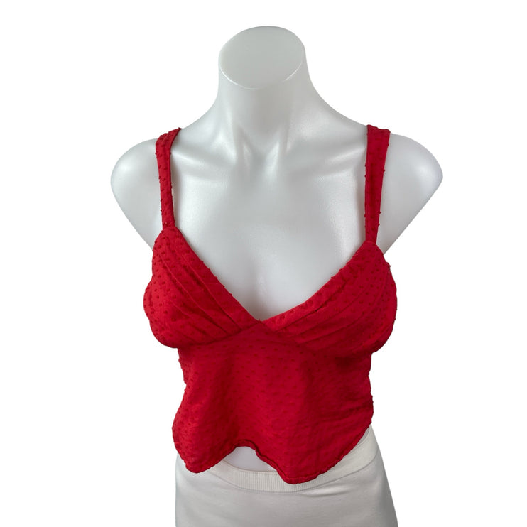 Princess Polly Prevost Ruched Clip Dot V Neck Sleeveless Crop Cami Tank Top Sz 0