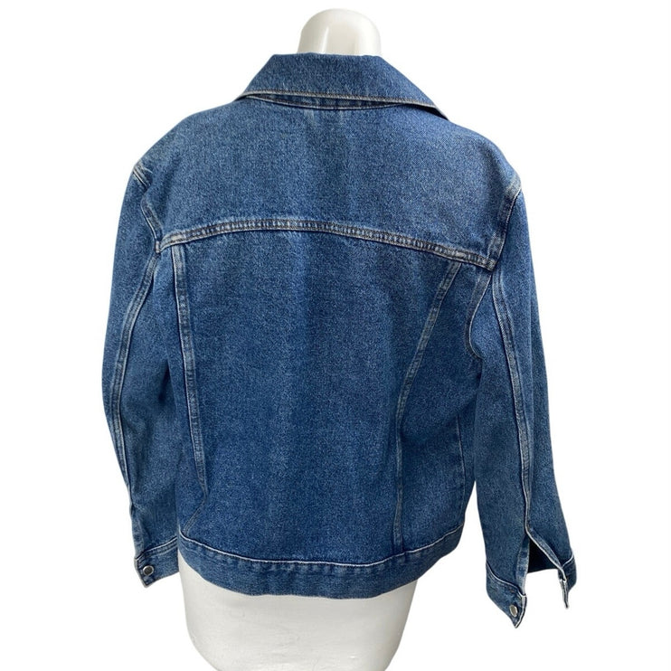 H&M Divided Women's Blue Button Down Long Sleeve Denim Jeans Coat Jacket Size S